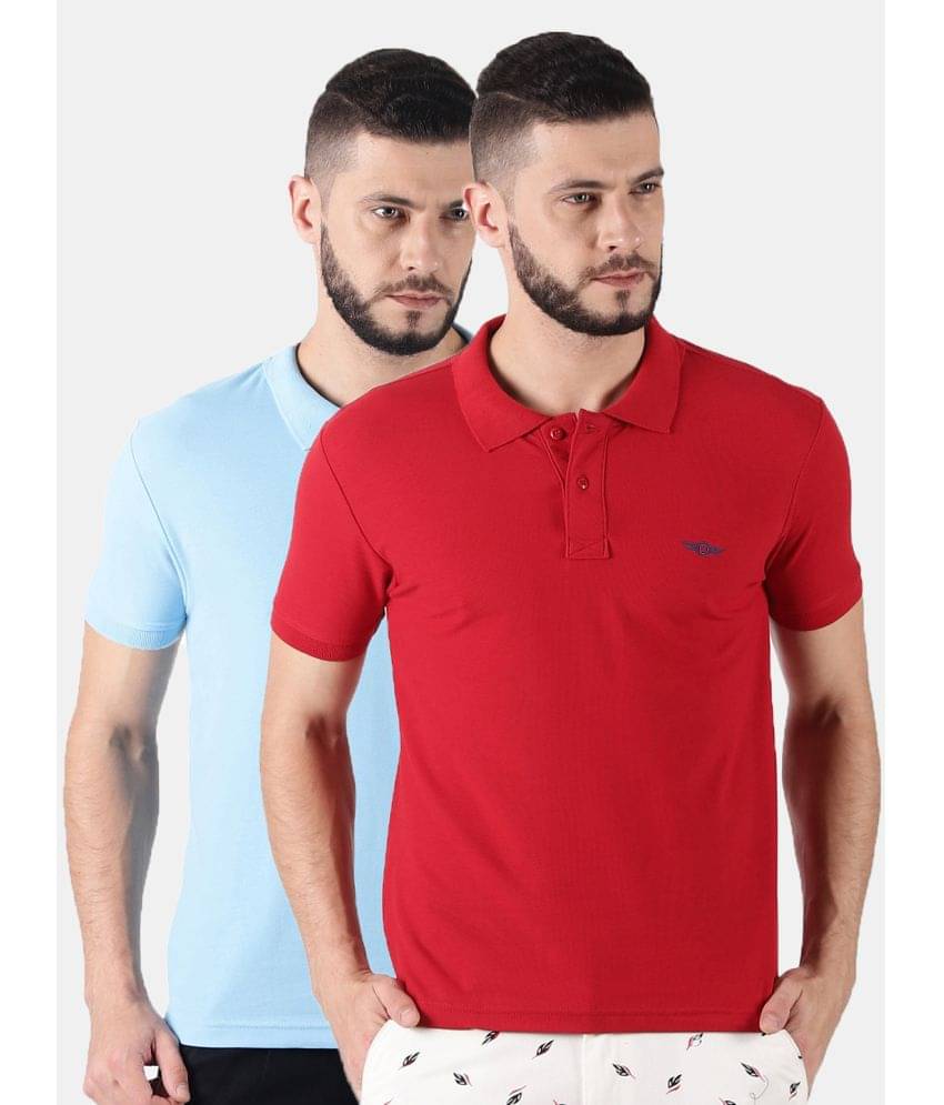    			Force NXT Pack of 2 Cotton Regular Fit Solid Half Sleeves Men's Polo T Shirt ( Multicolor )