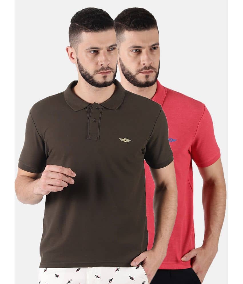 Force NXT Pack of 2 Cotton Regular Fit Solid Half Sleeves Men's Polo T Shirt ( Multicolor )