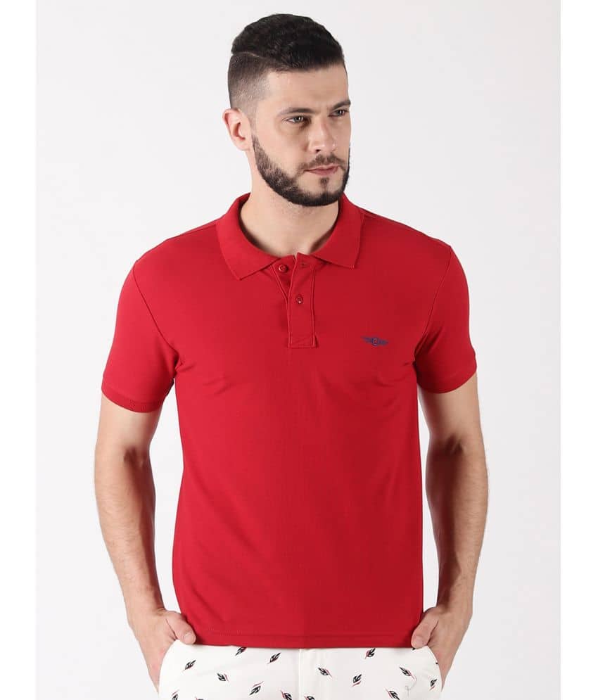 Force NXT Pack of 1 Cotton Regular Fit Solid Half Sleeves Men's Polo T Shirt ( Red )