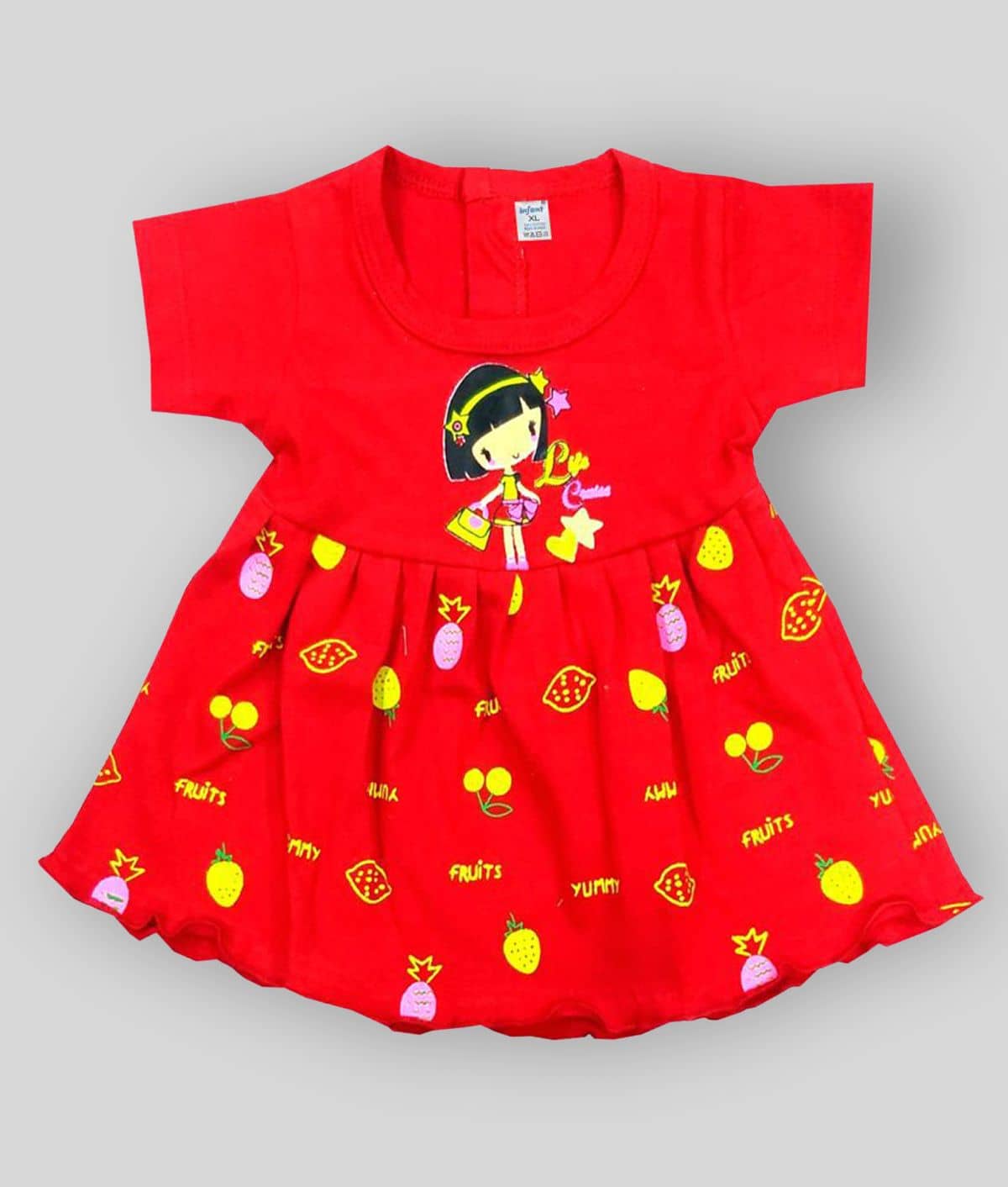 INFANT Pack of 1 Baby Girls 100% Cotton Frocks ( Red )