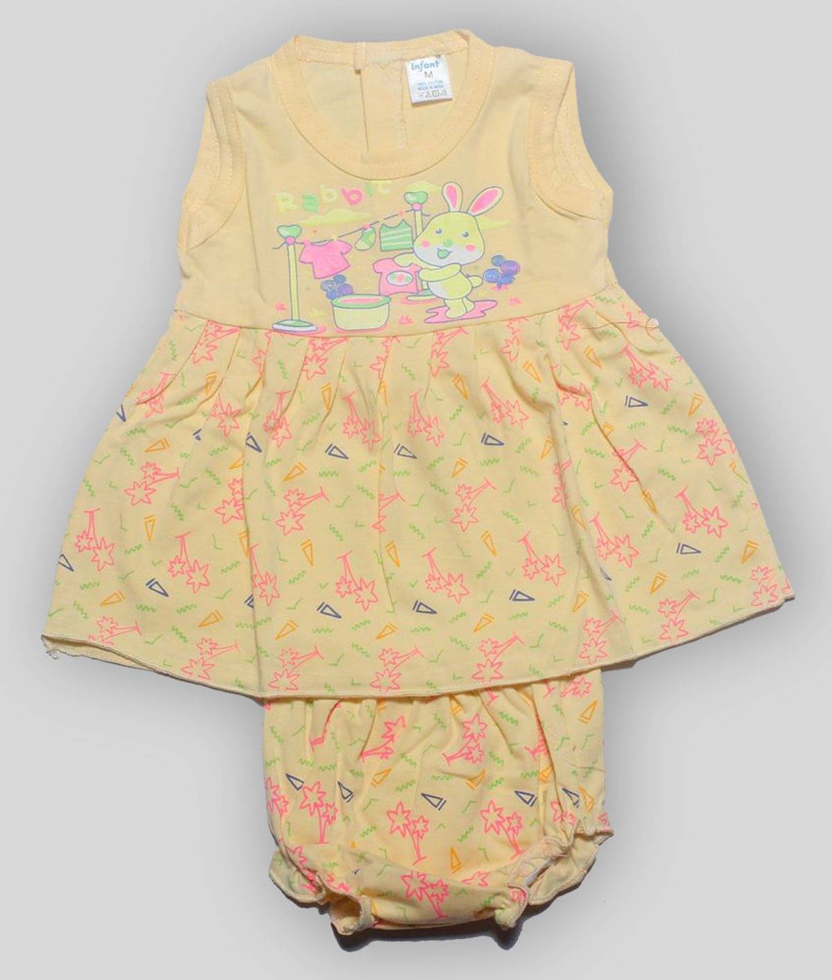     			INFANT Pack of 1 Baby Girls 100% Cotton Frocks ( Beige )