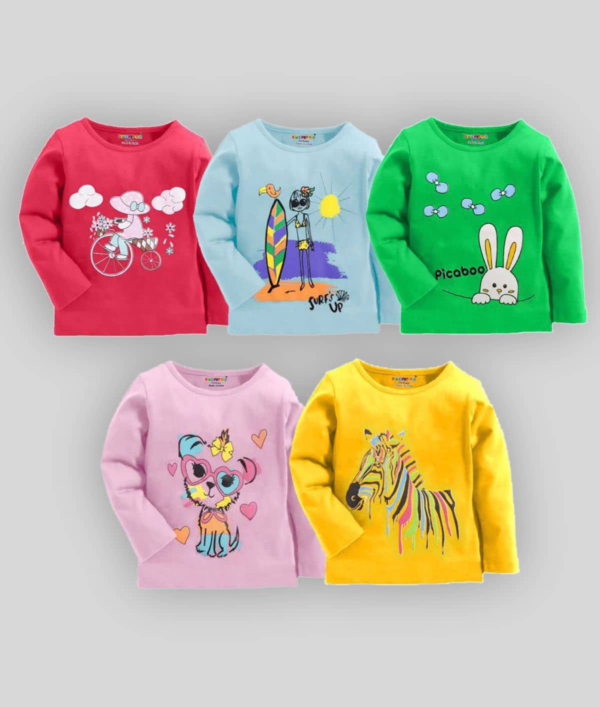 Kuchipoo Pack of 5 Girls Cotton Blend Combos ( Multicolor10 )