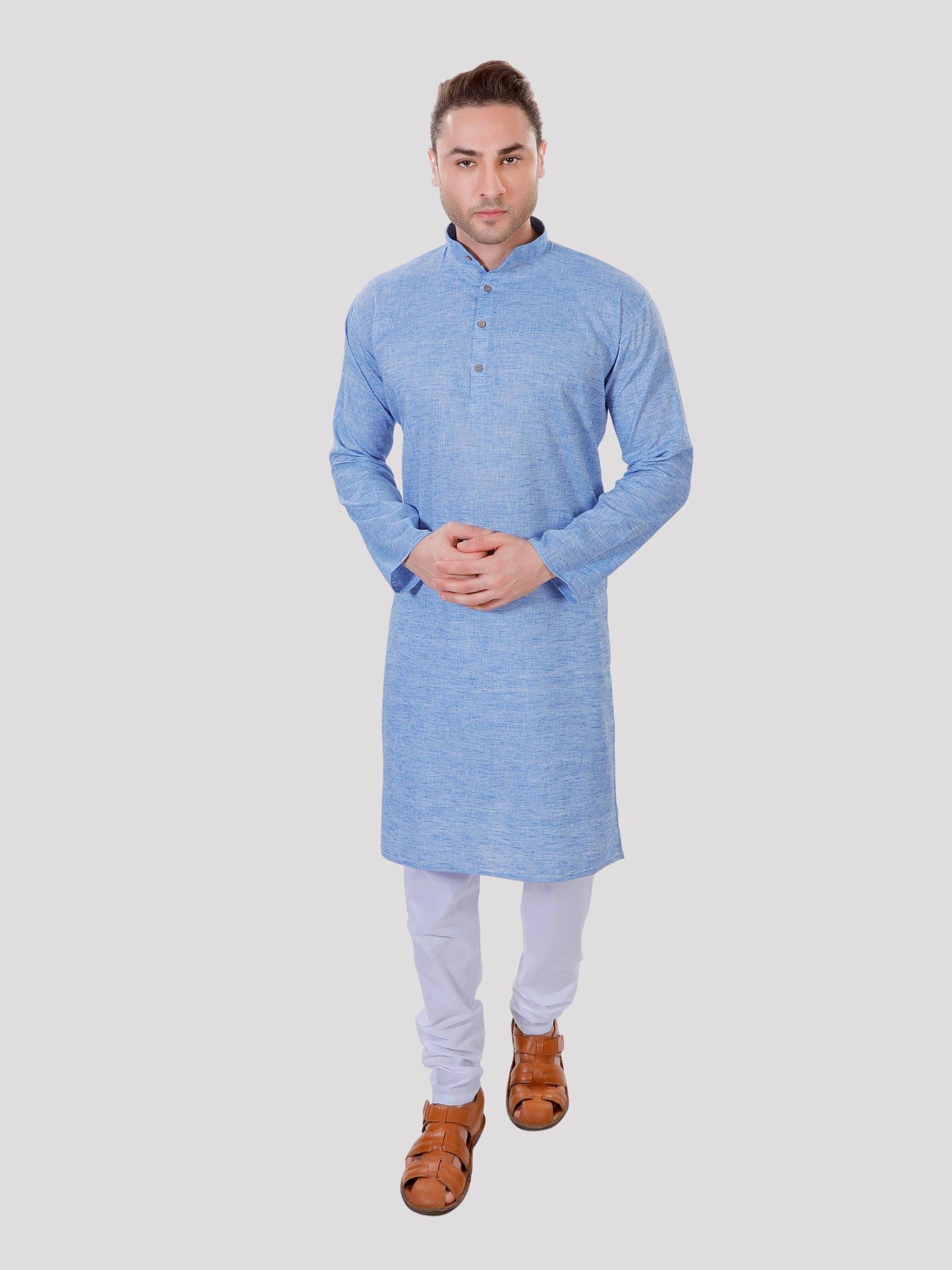     			Maharaja - Blue Cotton Regular Fit Men's Kurta Pyjama Set ( Pack of 1 )