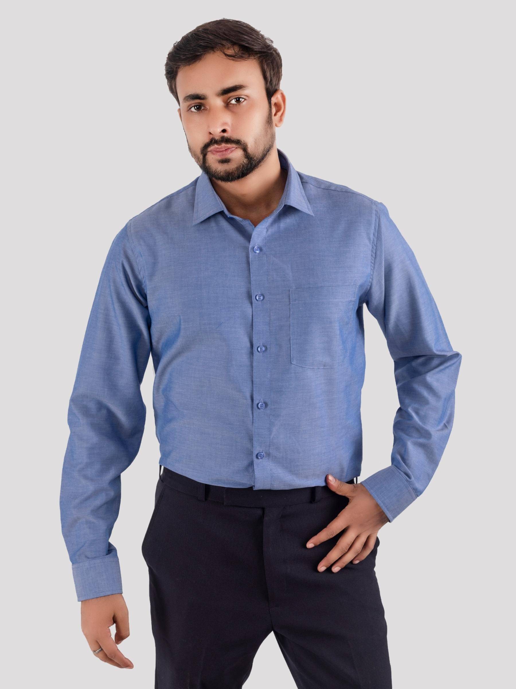 Maharaja - Blue Cotton Slim Fit Men's Formal Shirt ( Pack of 1 ) Maharaja - Blue Cotton Slim Fit Men's Formal Shirt ( Pack of 1 )