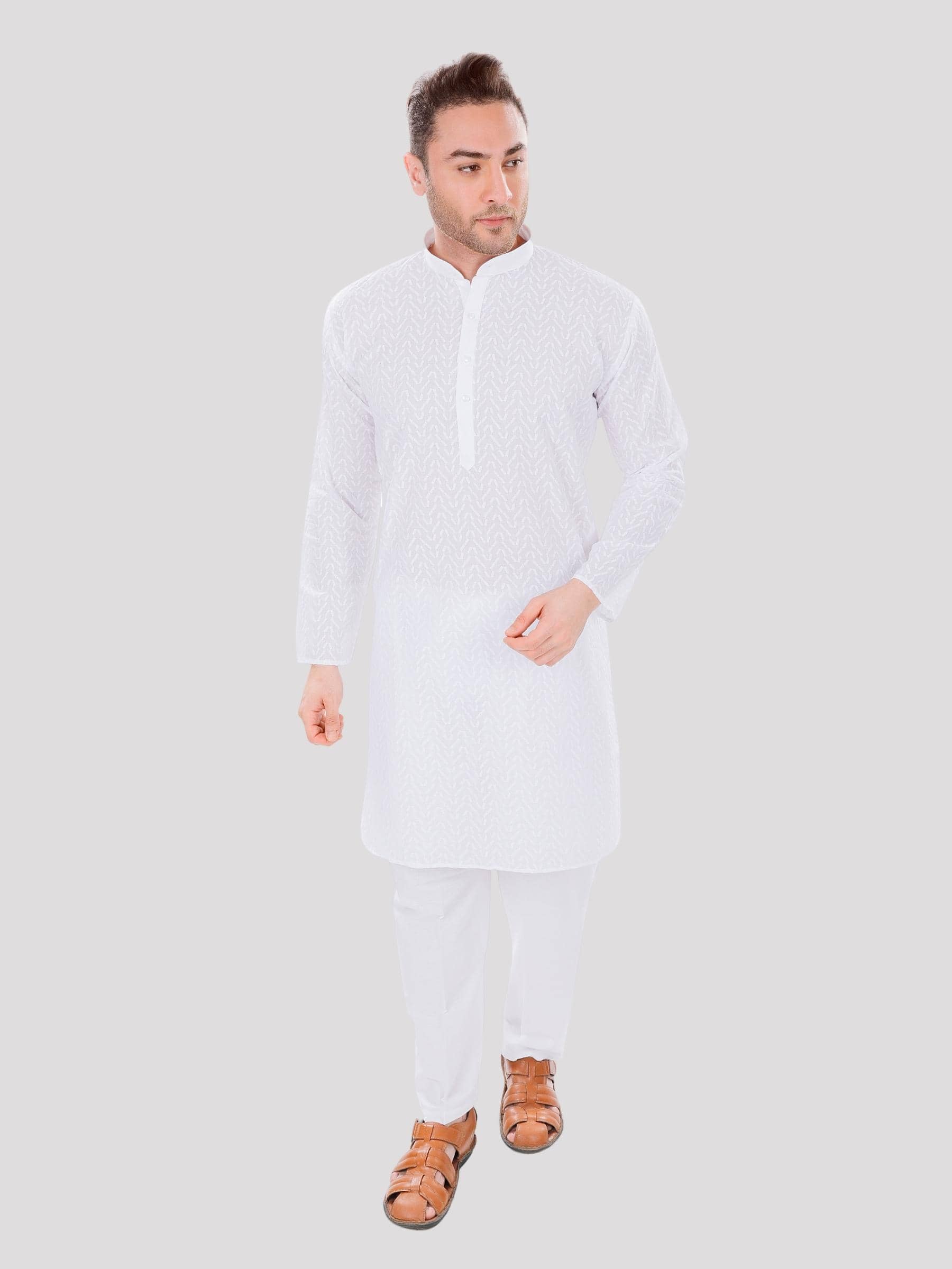 Maharaja - White Cotton Regular Fit Men's Kurta Pyjama Set ( Pack of 1 ) - Kurtas & Kurta Sets | Buy online on ZillyBuy
