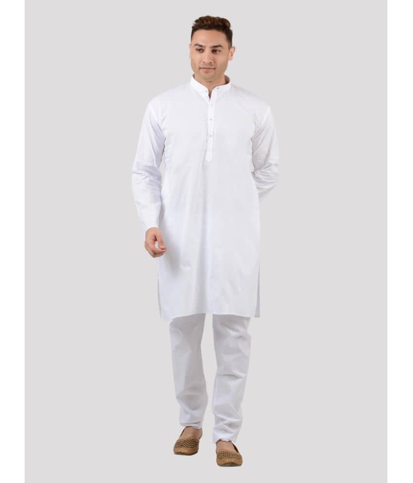 Maharaja - White Cotton Regular Fit Men's Kurta Pyjama Set ( Pack of 1 ) - Kurtas & Kurta Sets | Buy online on ZillyBuy