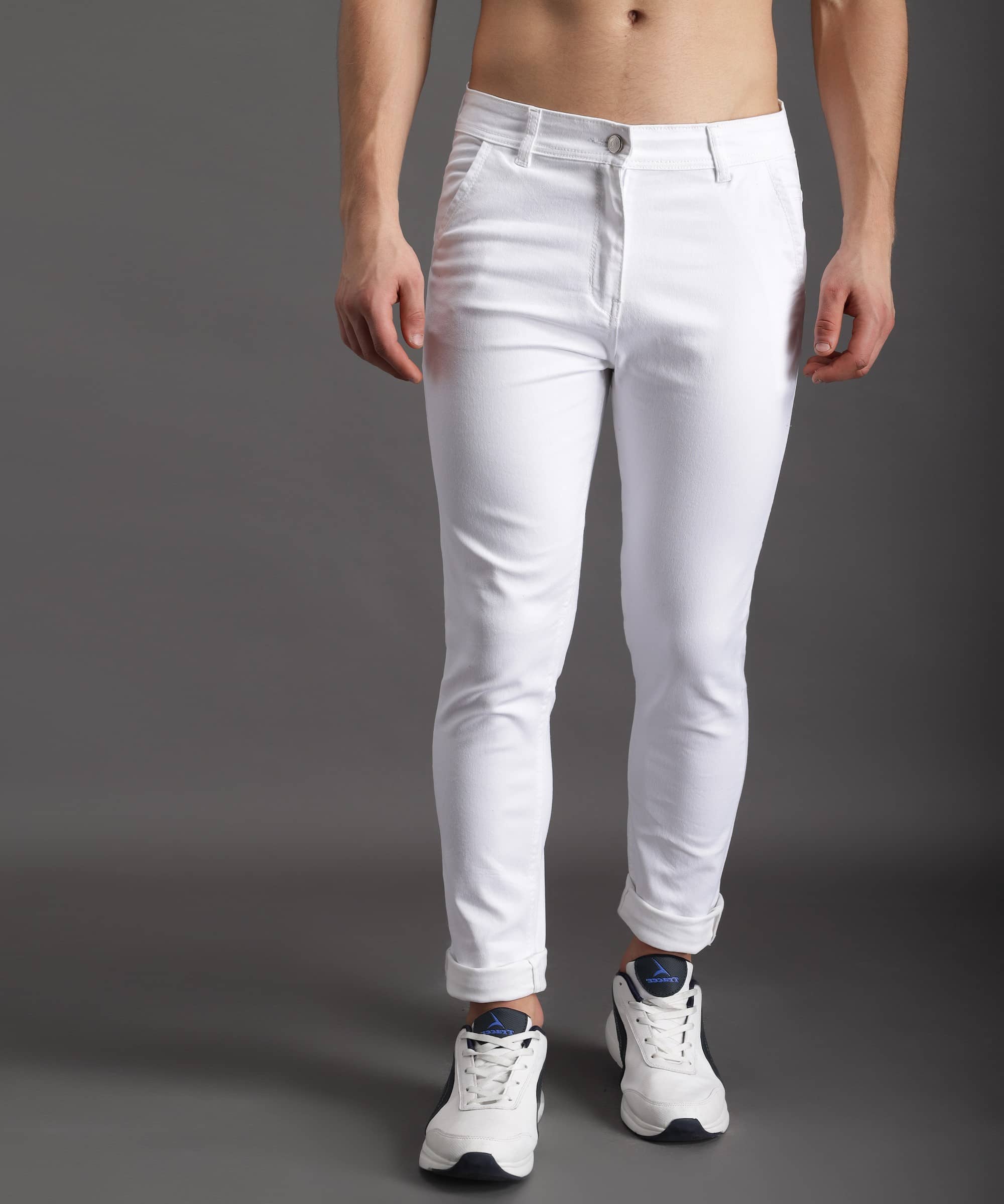 ZAYSH - White Cotton Blend Slim Fit Men's Jeans ( Pack of 1 ) - Jeans | Buy online on ZillyBuy