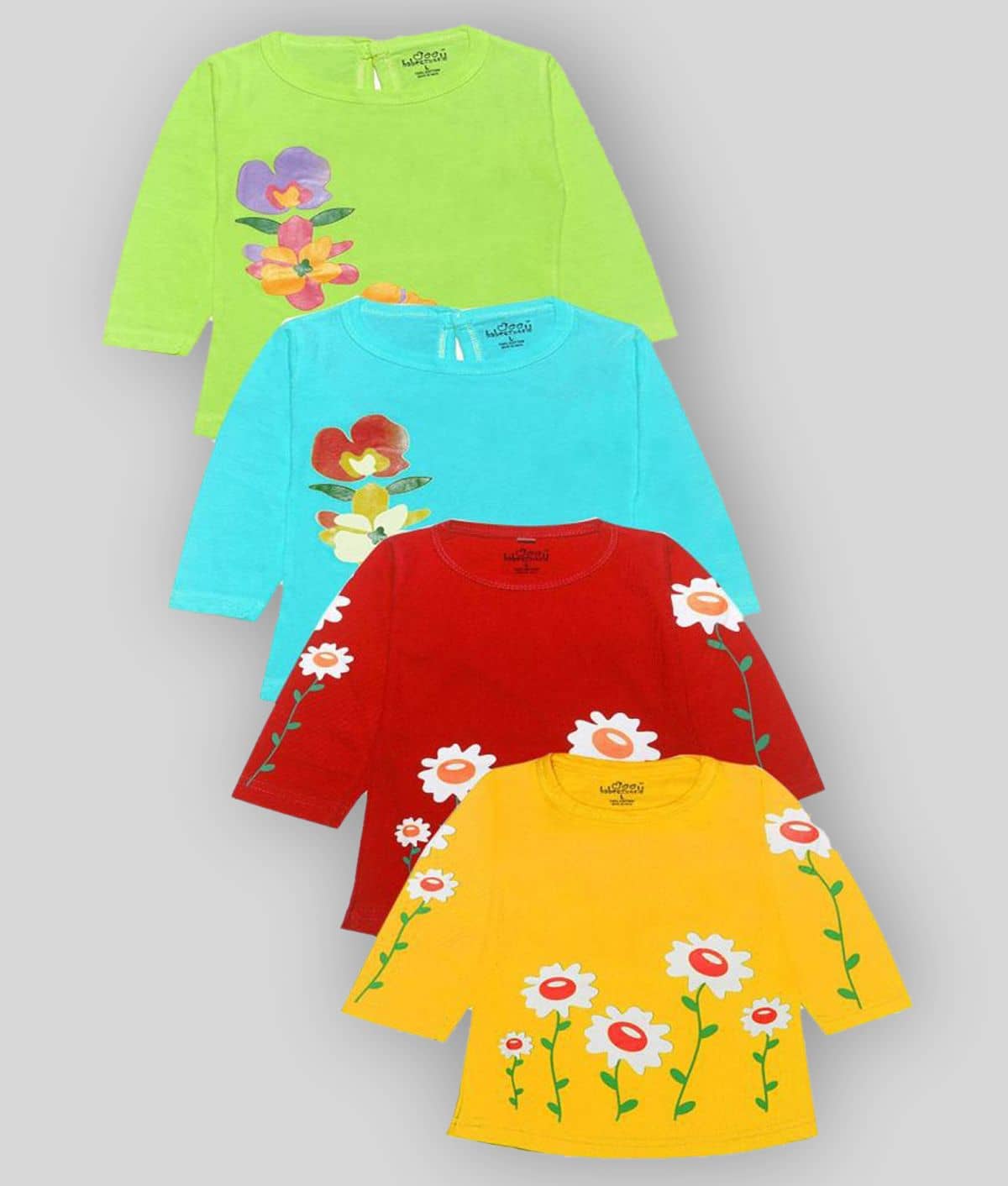 Babeezworld Pack of 4 Baby Girls Cotton T-Shirt ( Multi )