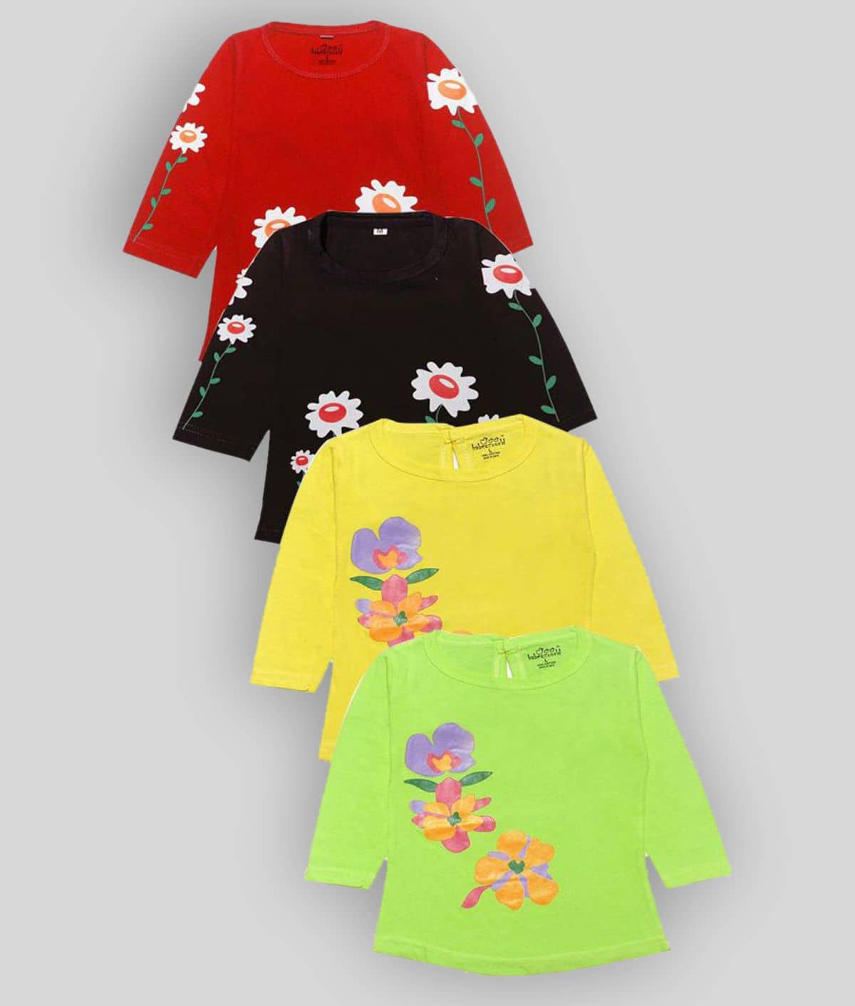 Babeezworld Pack of 4 Baby Girls Cotton Top ( Multi )
