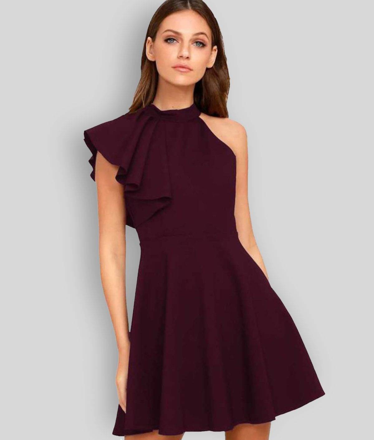     			Addyvero - Maroon Cotton Lycra Women's Fit And Flare Dress ( Pack of 1 )