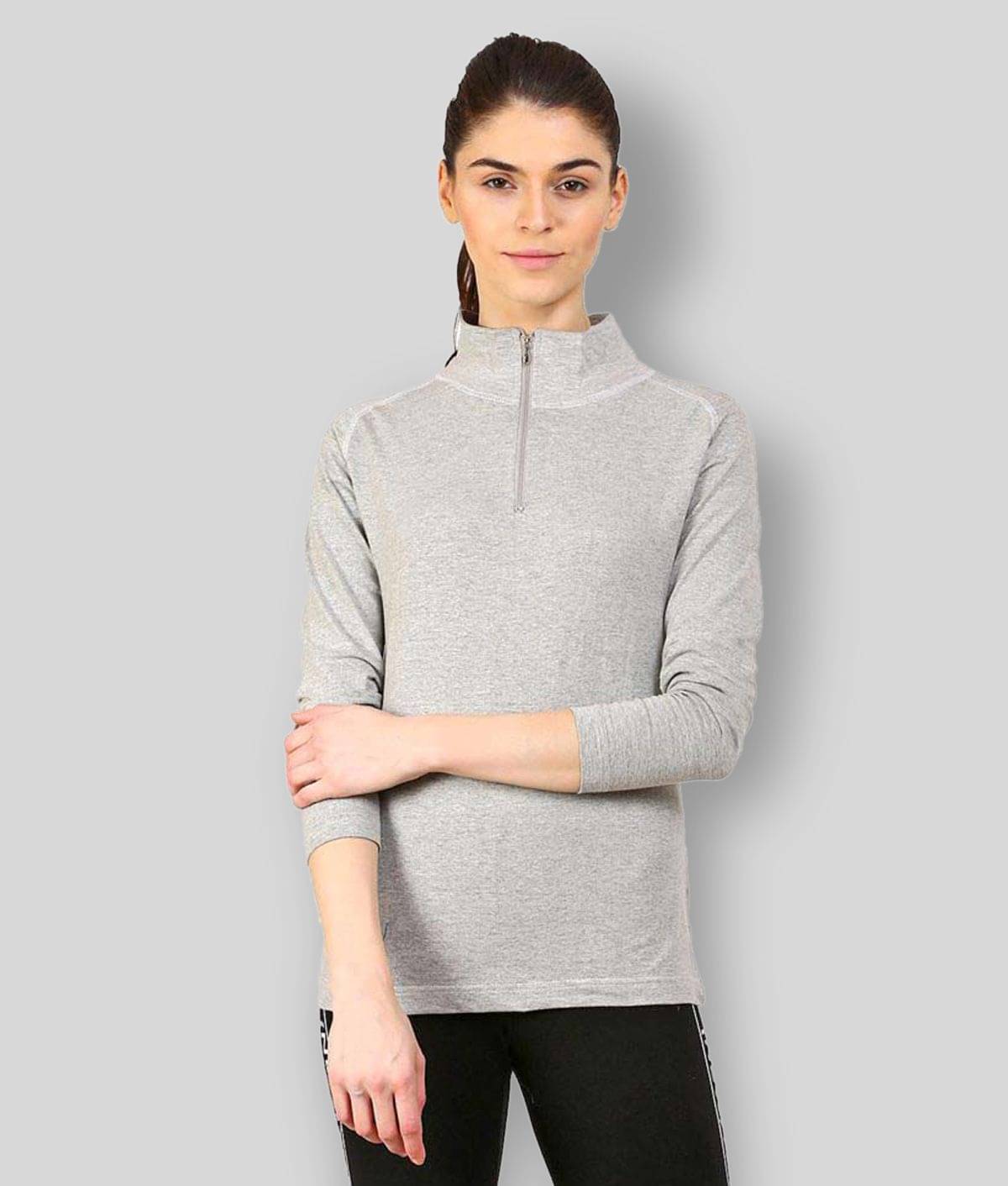     			Ap'pulse Women Cotton Slim Fit Round Neck T-Shirt ( Grey )