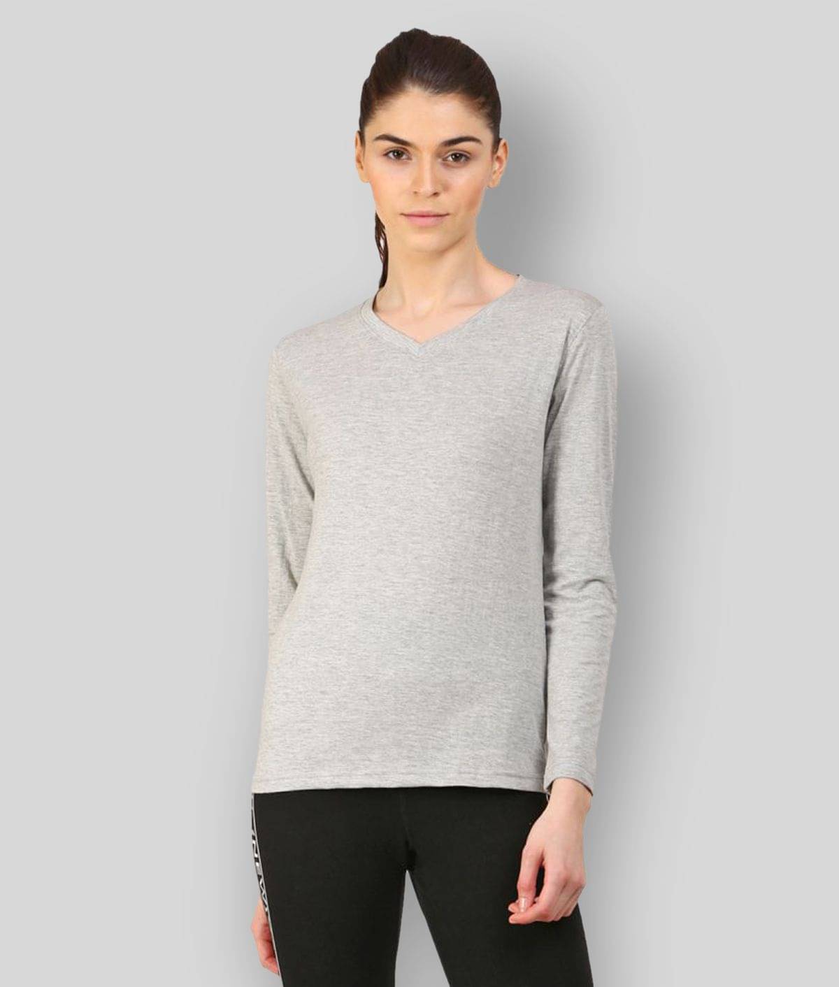     			Ap'pulse Women Cotton Regular Fit Round Neck T-Shirt ( Gray )