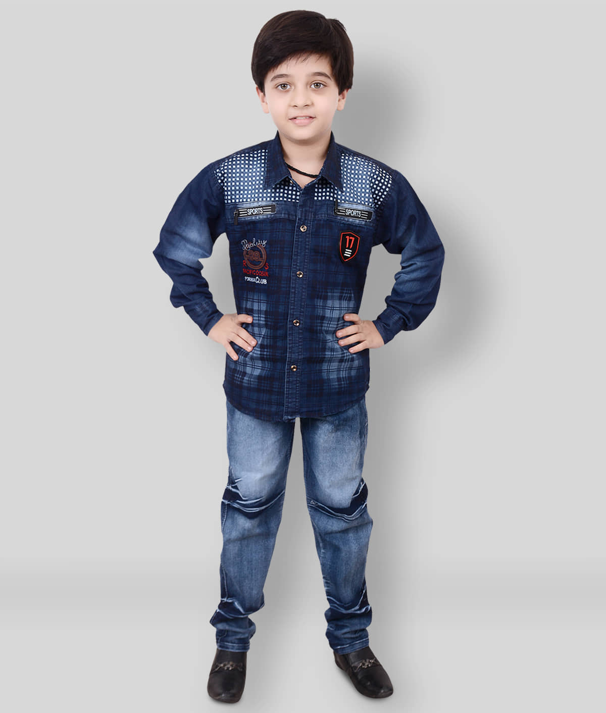 Arshia Fashions Pack of 1 Boys Denim Set ( Blue )
