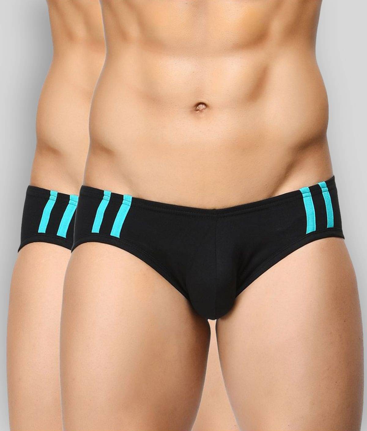 BASIICS By La Intimo Pack of 2 Cotton Briefs For Men's ( Black ) BASIICS By La Intimo Pack of 2 Cotton Briefs For Men's ( Black )
