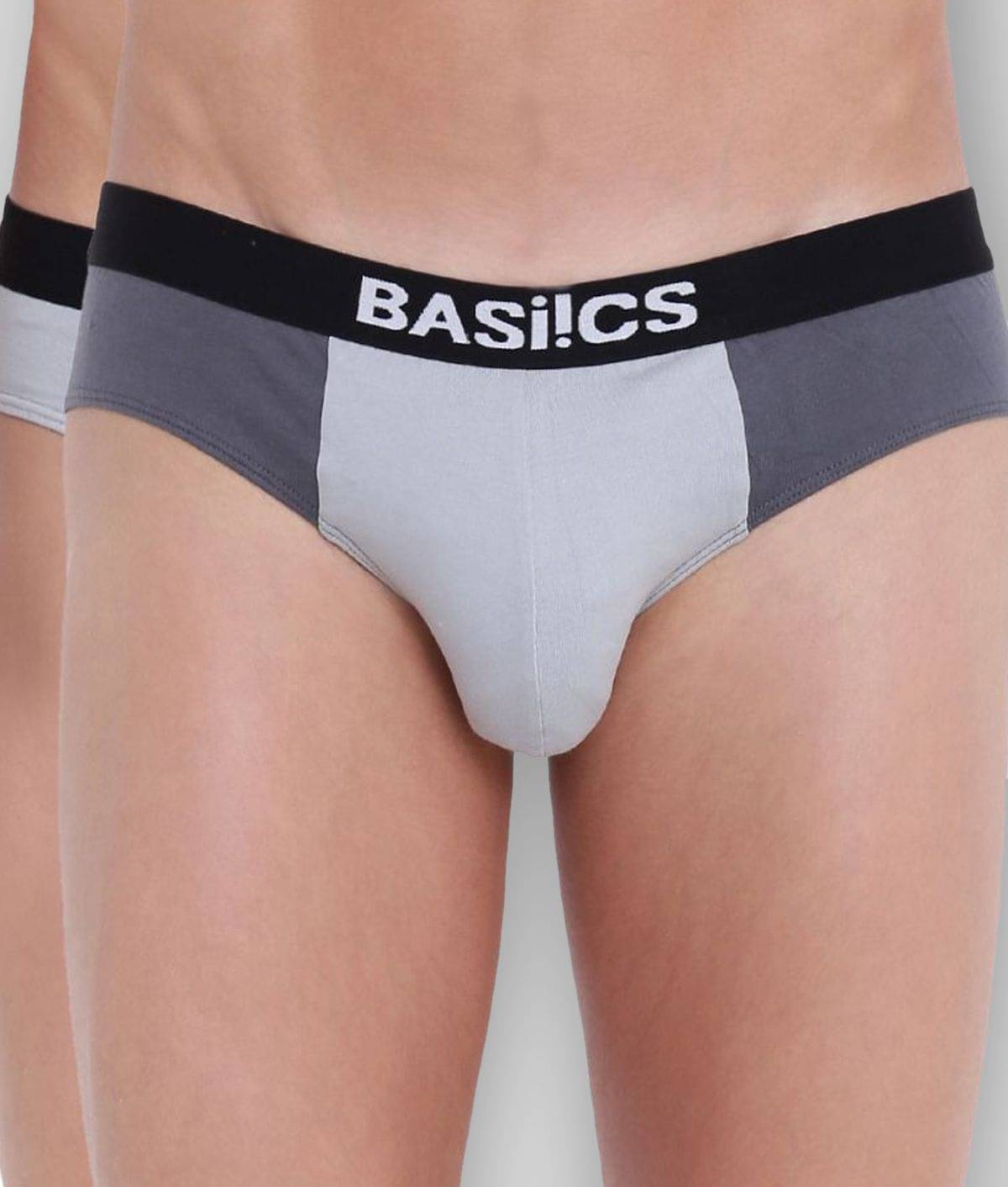 BASIICS By La Intimo Pack of 2 Cotton Briefs For Men's ( Light Grey ) BASIICS By La Intimo Pack of 2 Cotton Briefs For Men's ( Light Grey )