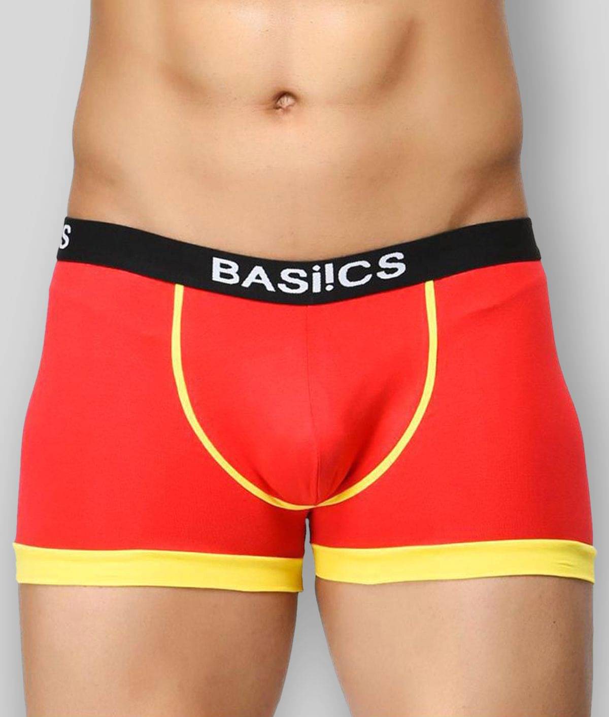     			BASIICS By La Intimo Pack of 1 Cotton Trunks For Men's ( Red )