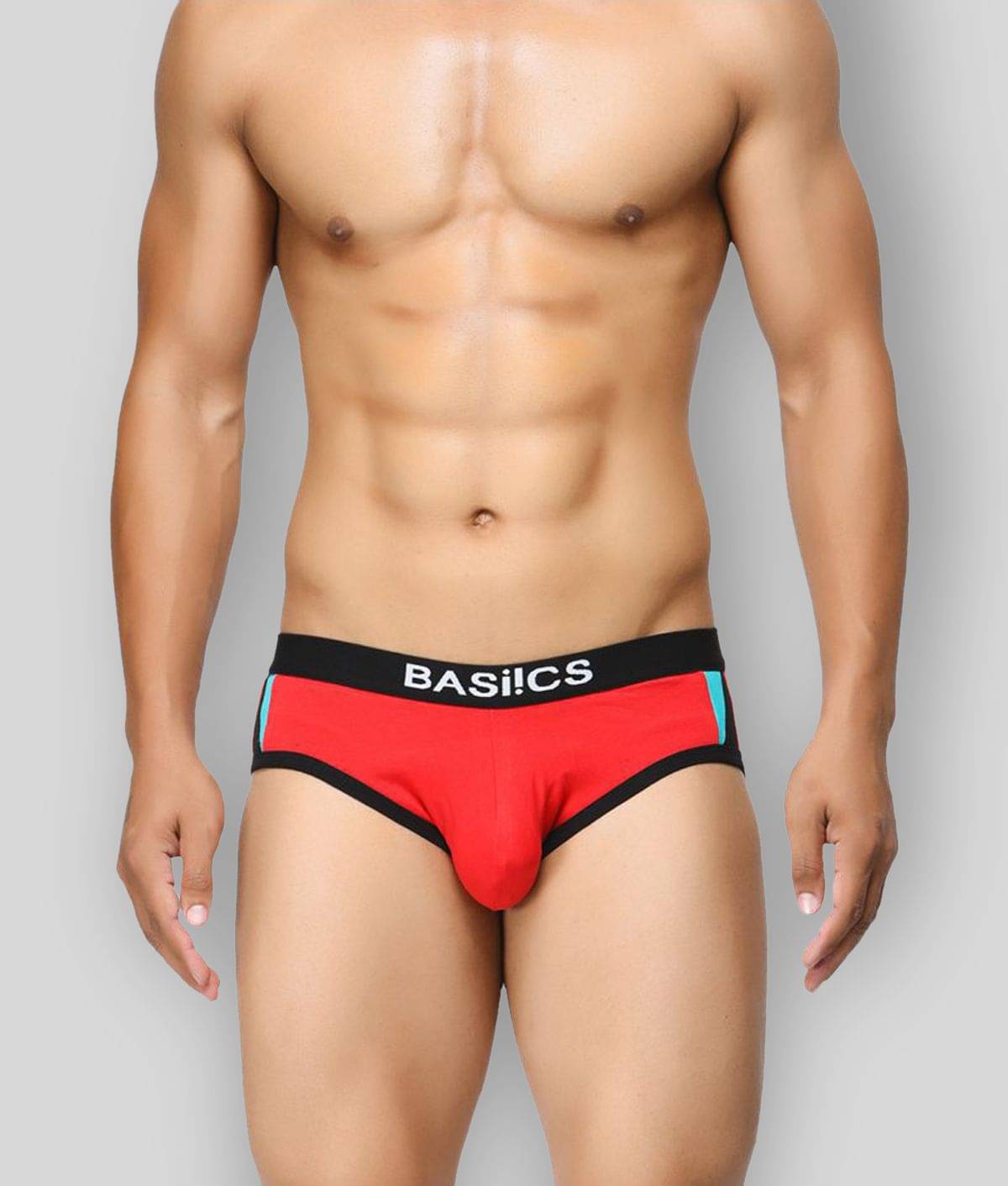 BASIICS By La Intimo Pack of 1 Cotton Blend Briefs For Men's ( Red ) BASIICS By La Intimo Pack of 1 Cotton Blend Briefs For Men's ( Red )