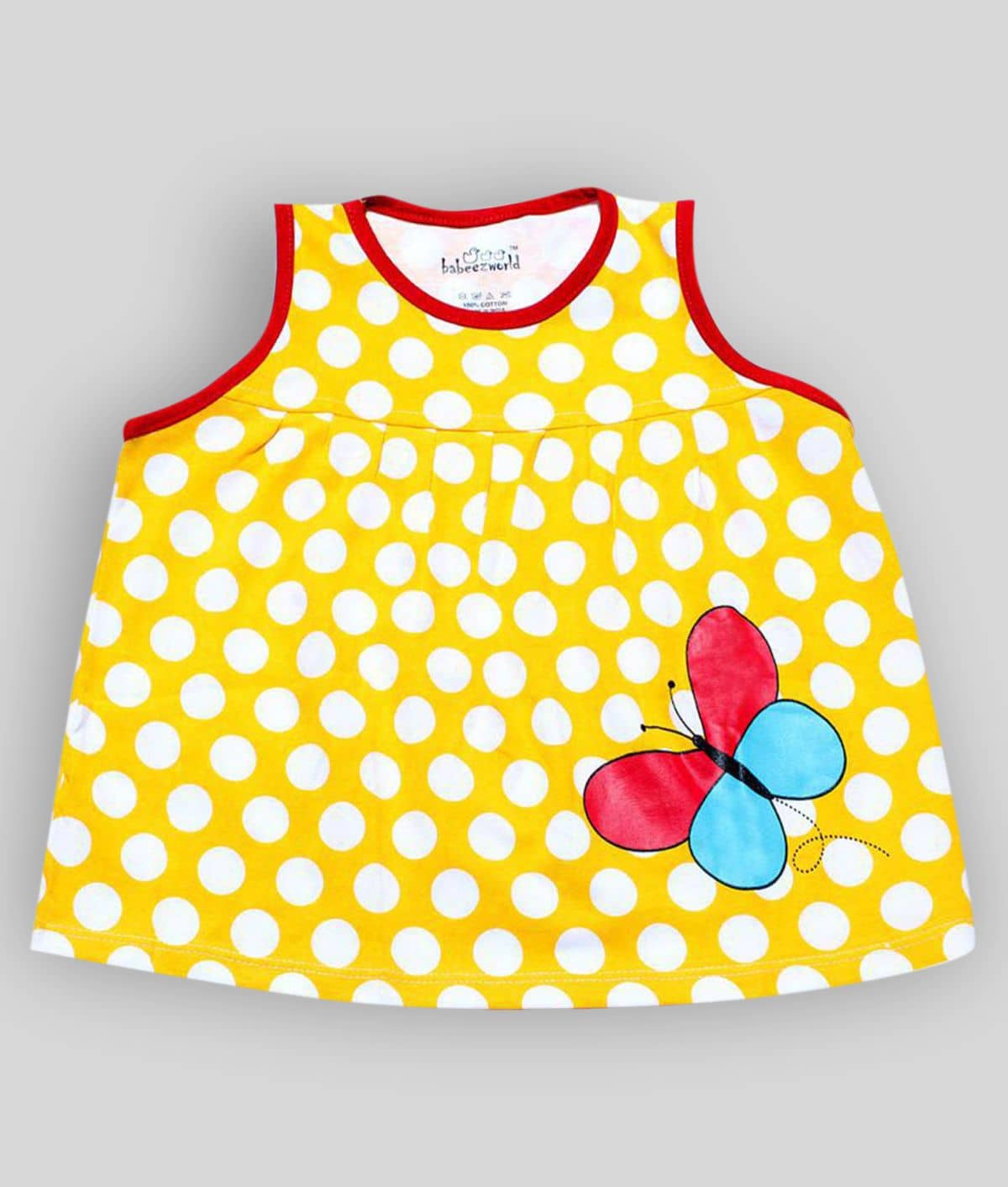 Babeezworld Baby Girls 100% Cotton Frocks ( Yellow )