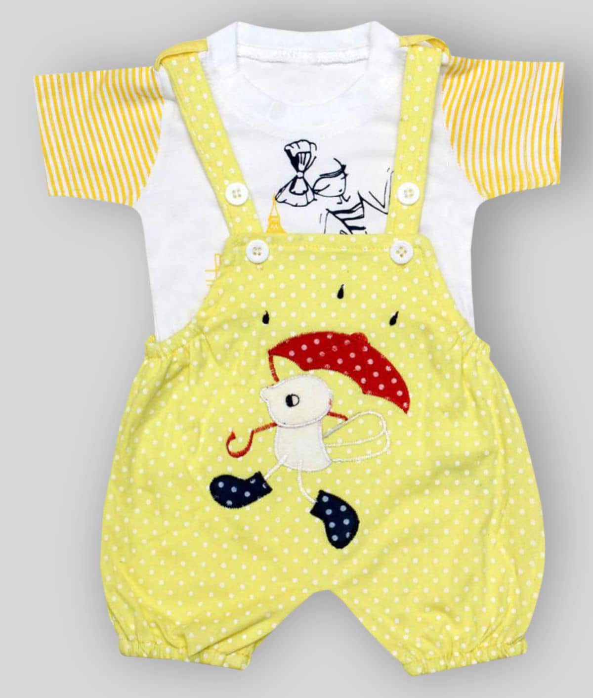 Babeezworld Pack of 1 Baby Girls Cotton Dungarees ( Multicolor )