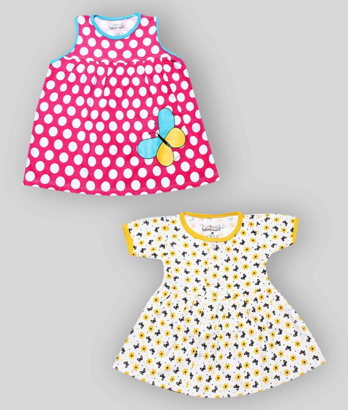Babeezworld Baby Girls 100% Cotton Frocks ( Multi )