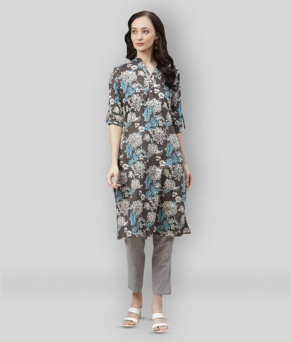     			Divena - Brown Cotton Women's Straight Kurti ( Pack of 1 )