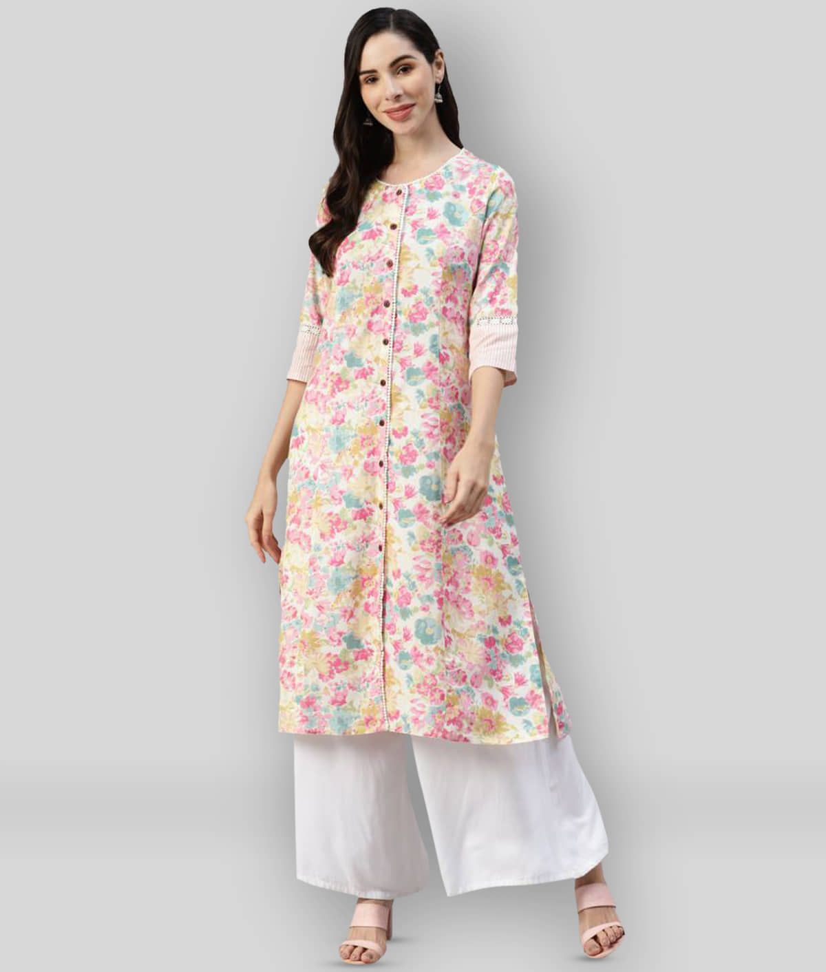 Divena - Multicolor Cotton Women's Front Slit Kurti ( Pack of 1 ) - Kurtis, Tunics | Buy online on ZillyBuy