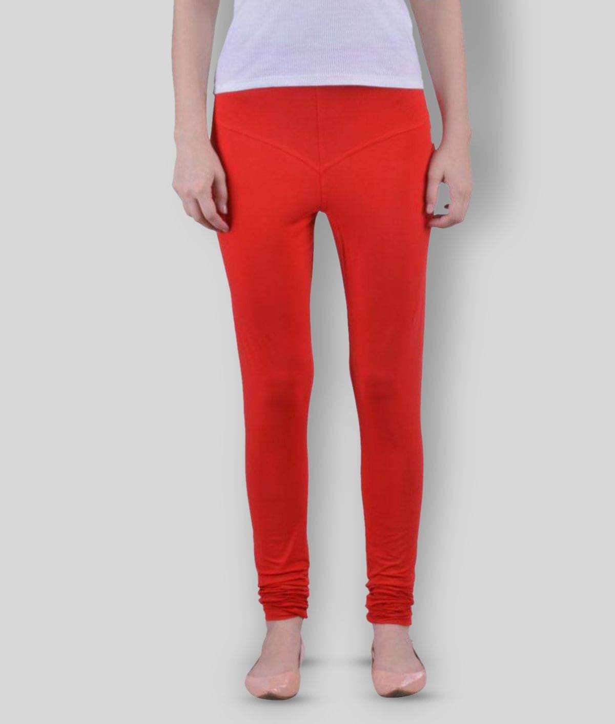     			Dollar Missy - Red Cotton Blend Women's Leggings ( Pack of 1 )