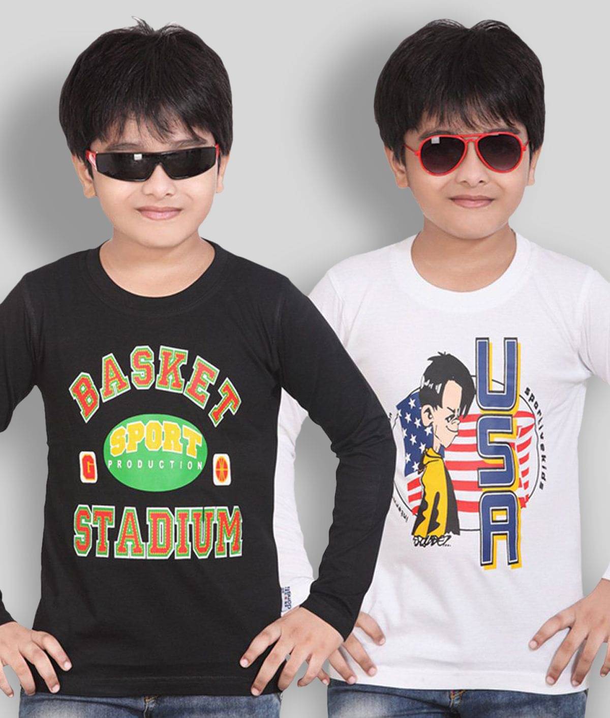     			Dongli Pack of 2 Boys Cotton T-Shirt ( Black )