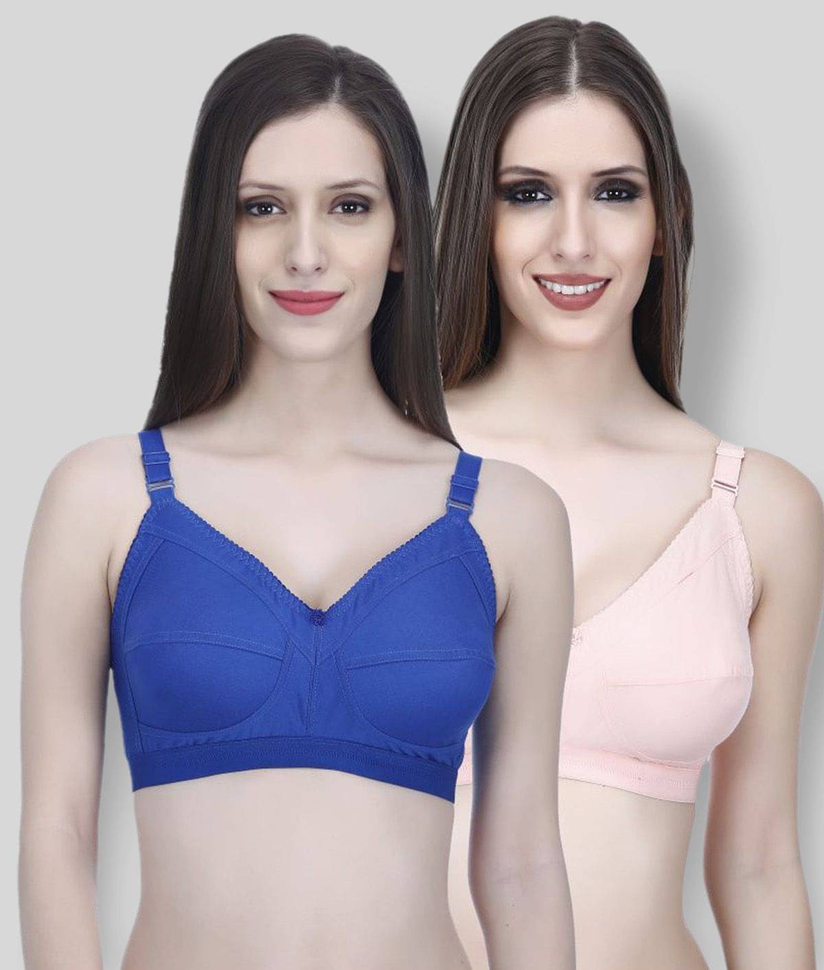     			Elina Pack of 2 Cotton Non Padded Women's T-Shirt Bra ( Multi Color )