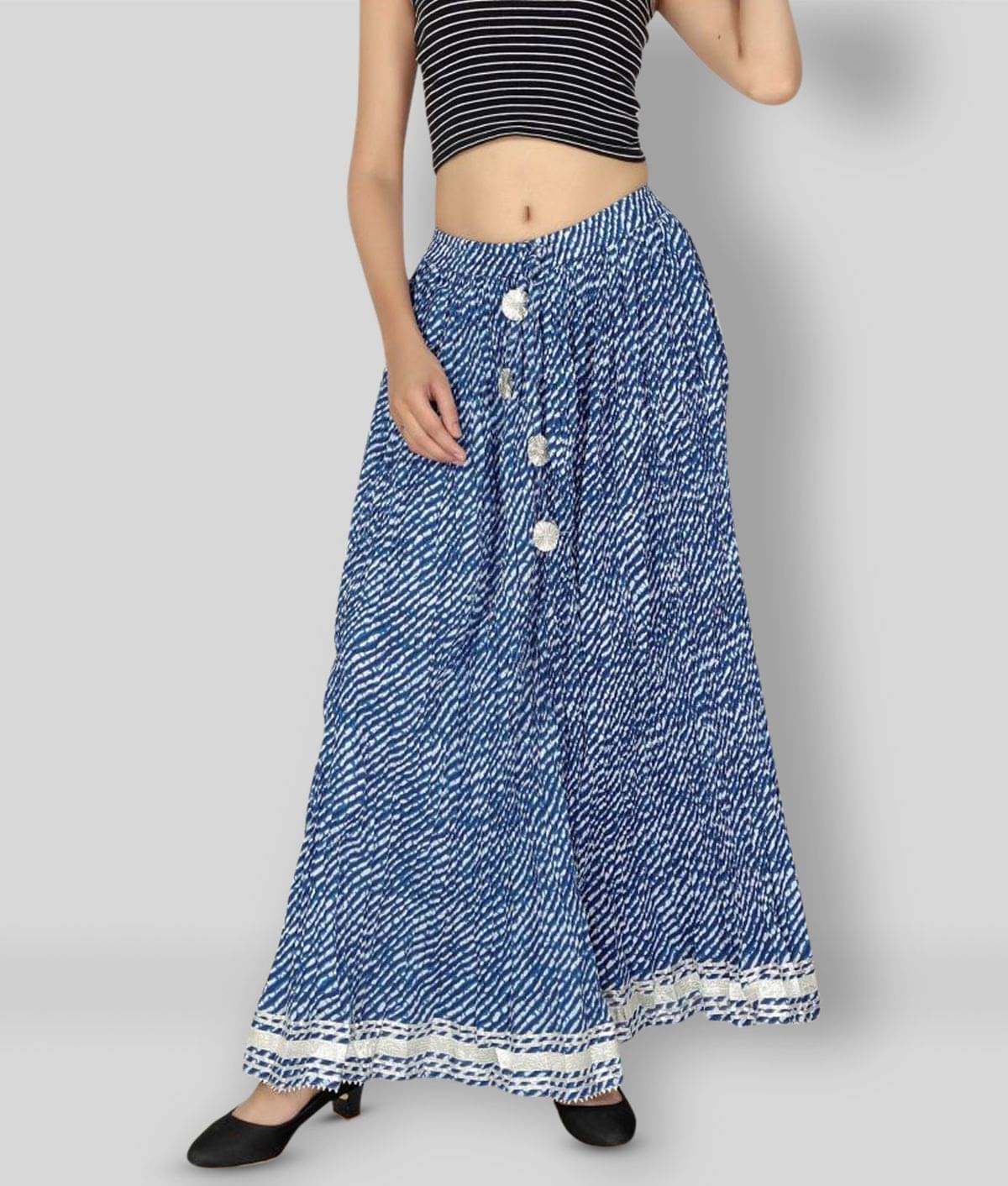 FABRR - Blue Cotton Women's A-Line Skirt ( Pack of 1 ) FABRR - Blue Cotton Women's A-Line Skirt ( Pack of 1 )