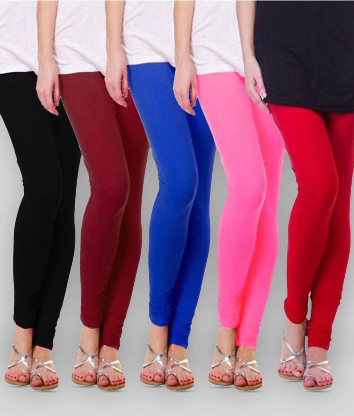     			Famaya Pack of 5 Girls Cotton Leggings ( Green )