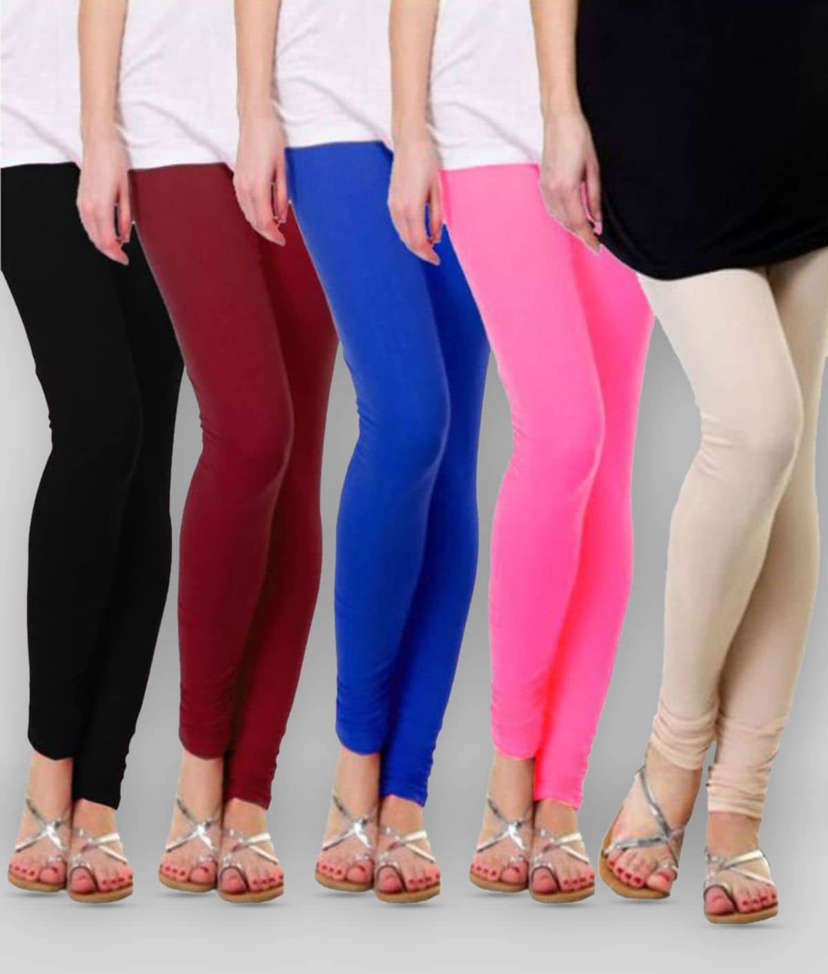 Famaya Pack of 5 Girls Cotton Leggings ( Green )