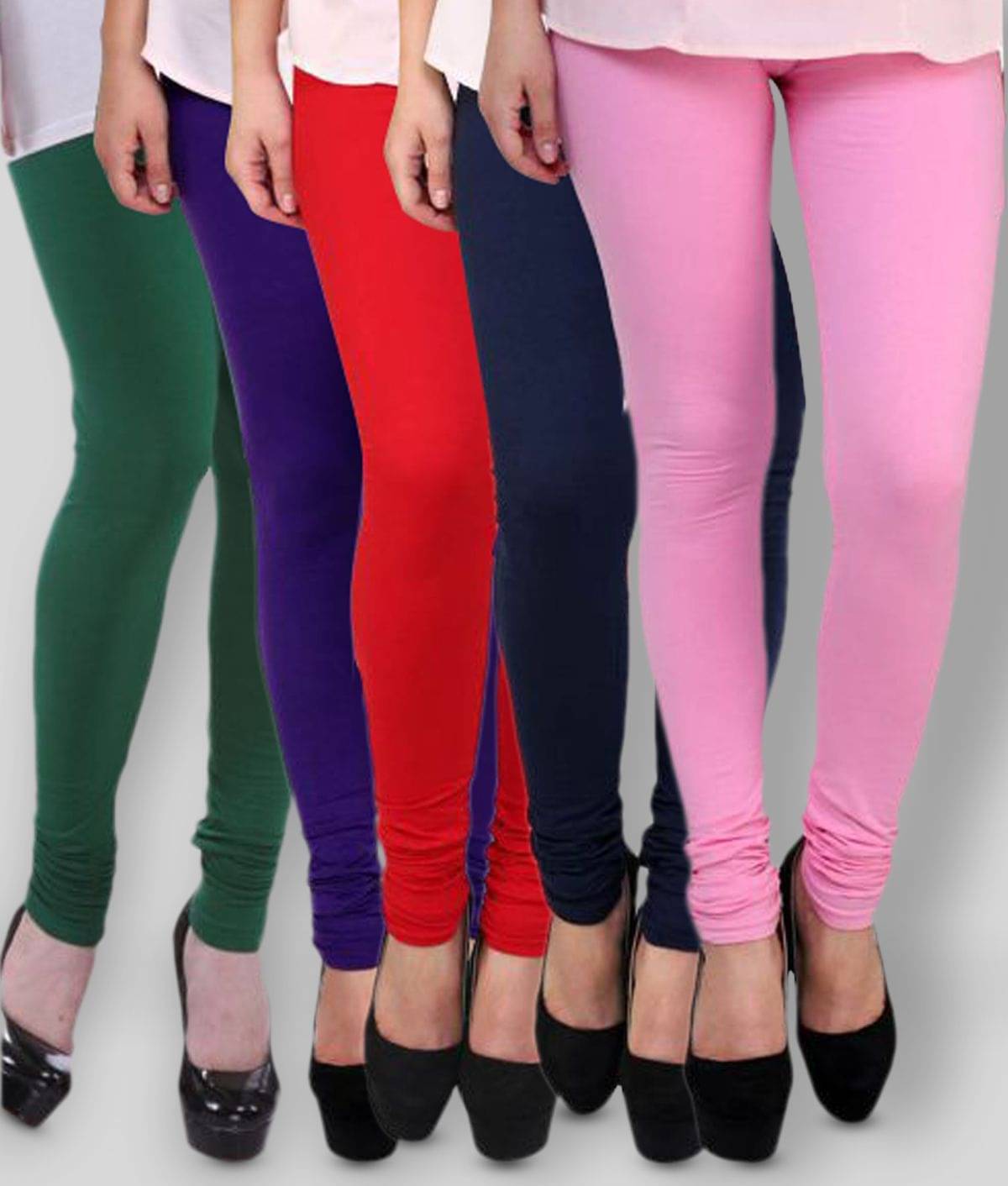     			FnMe - Multicolor Cotton Blend Women's Leggings ( Pack of 5 )