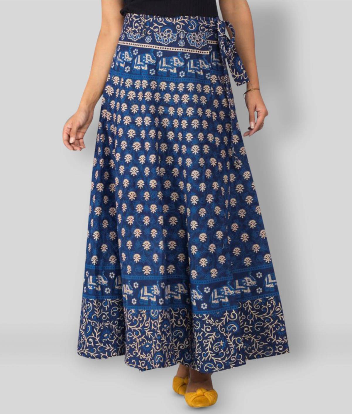 Frionkandy - Blue Cotton Women's Wrap Skirt ( Pack of 1 ) Frionkandy - Blue Cotton Women's Wrap Skirt ( Pack of 1 )