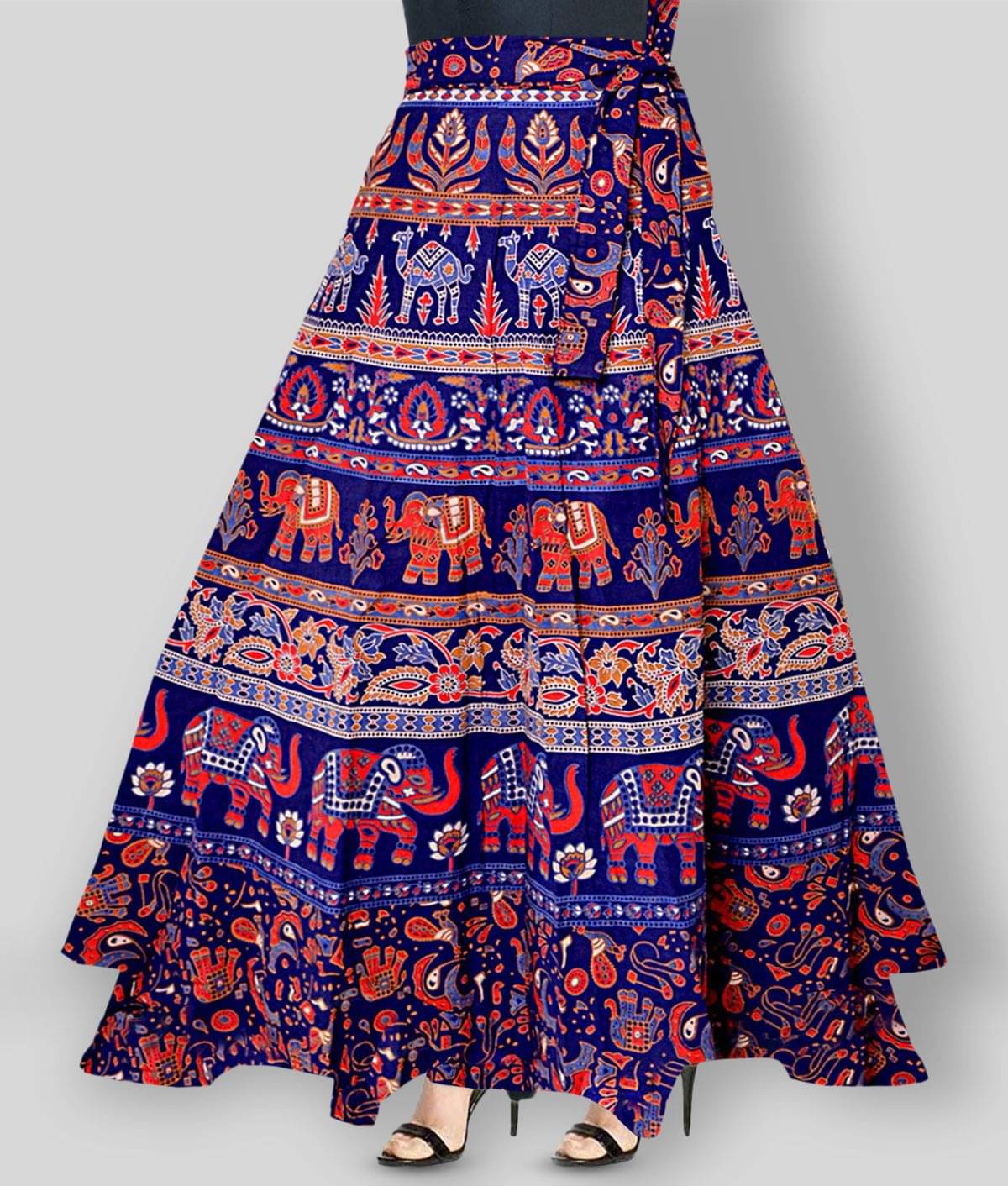 Frionkandy - Navy Blue Cotton Women's Wrap Skirt ( Pack of 1 ) Frionkandy - Navy Blue Cotton Women's Wrap Skirt ( Pack of 1 )
