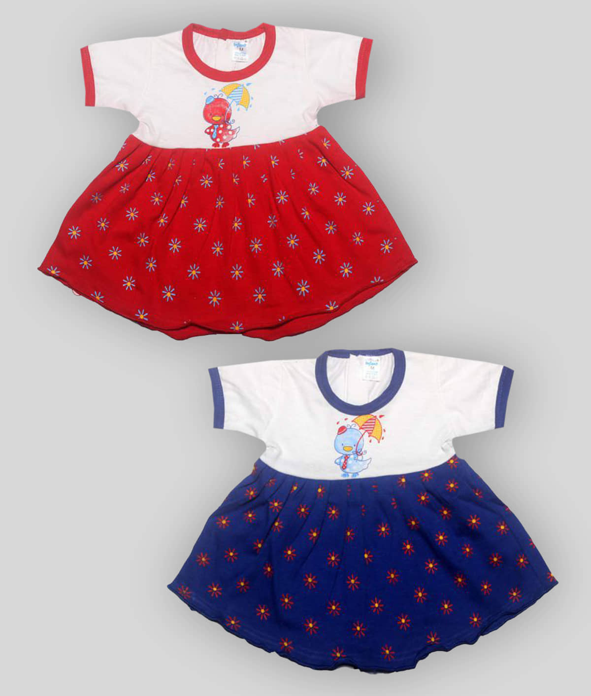 INFANT Pack of 2 Baby Girls 100% Cotton Frocks ( Multi )