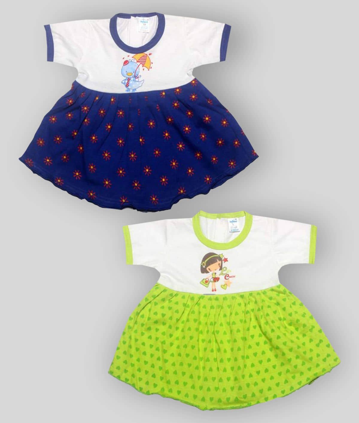 INFANT Pack of 2 Baby Girls 100% Cotton Frocks ( Multi )
