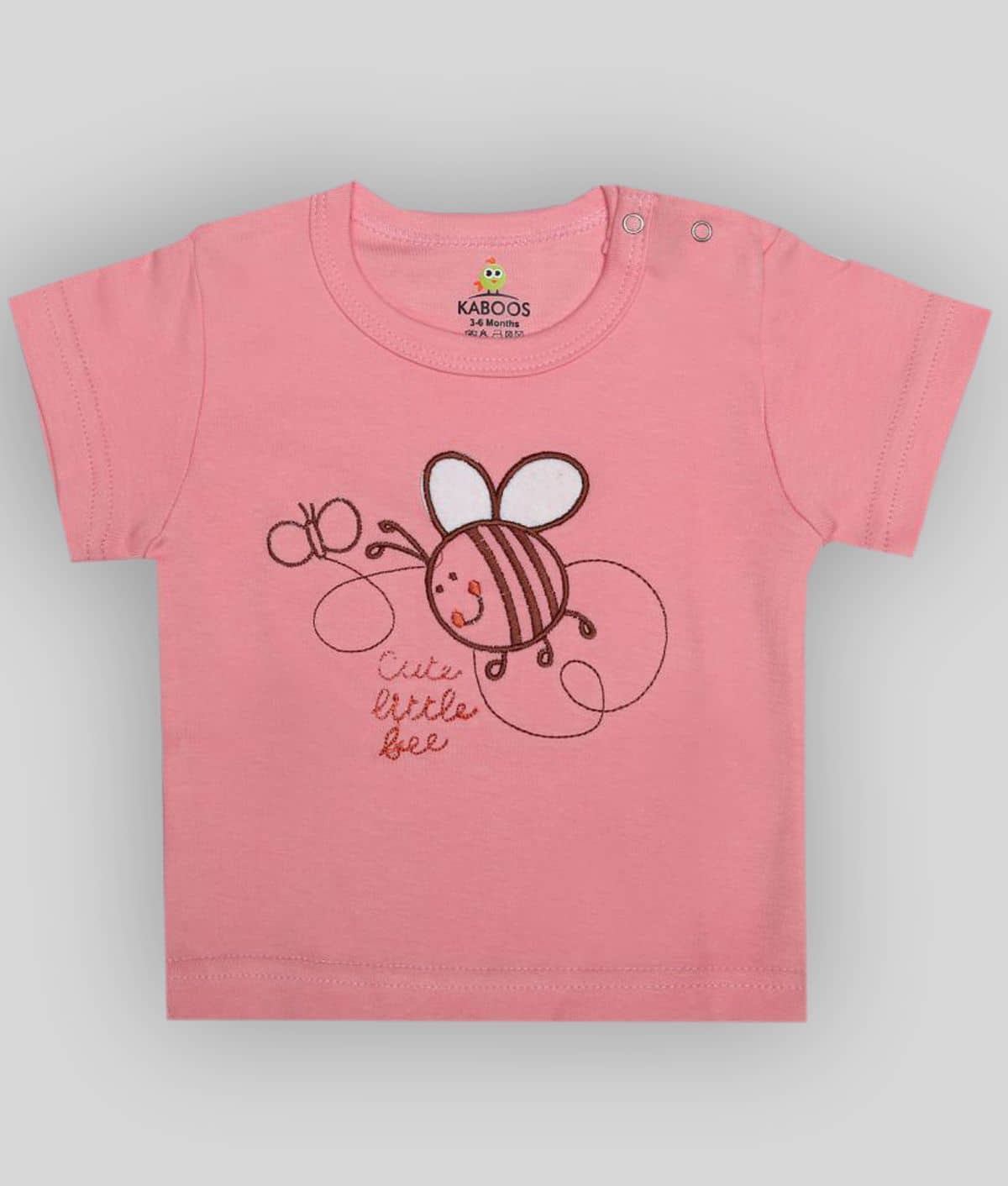 KABOOS Baby Girls 100% Cotton T-Shirt ( Pink )