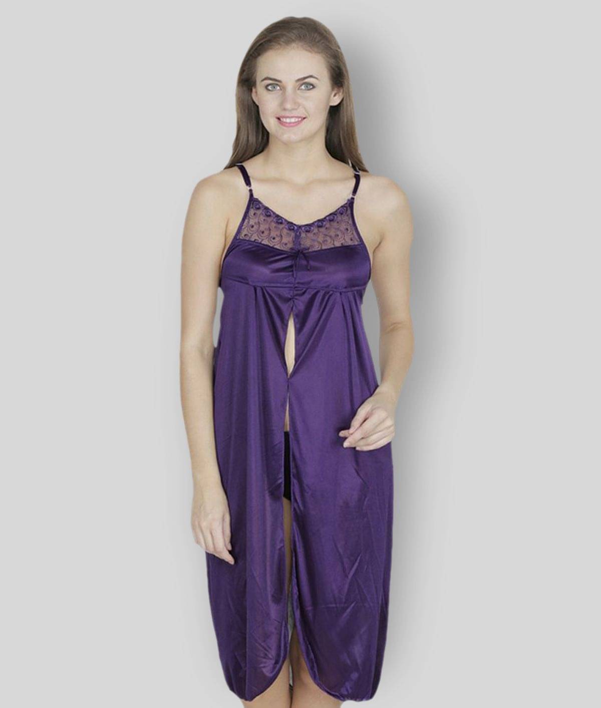 Klamotten - Purple Cotton Blend Women's Nightwear Night Dress ( Pack of 1 ) Klamotten - Purple Cotton Blend Women's Nightwear Night Dress ( Pack of 1 )