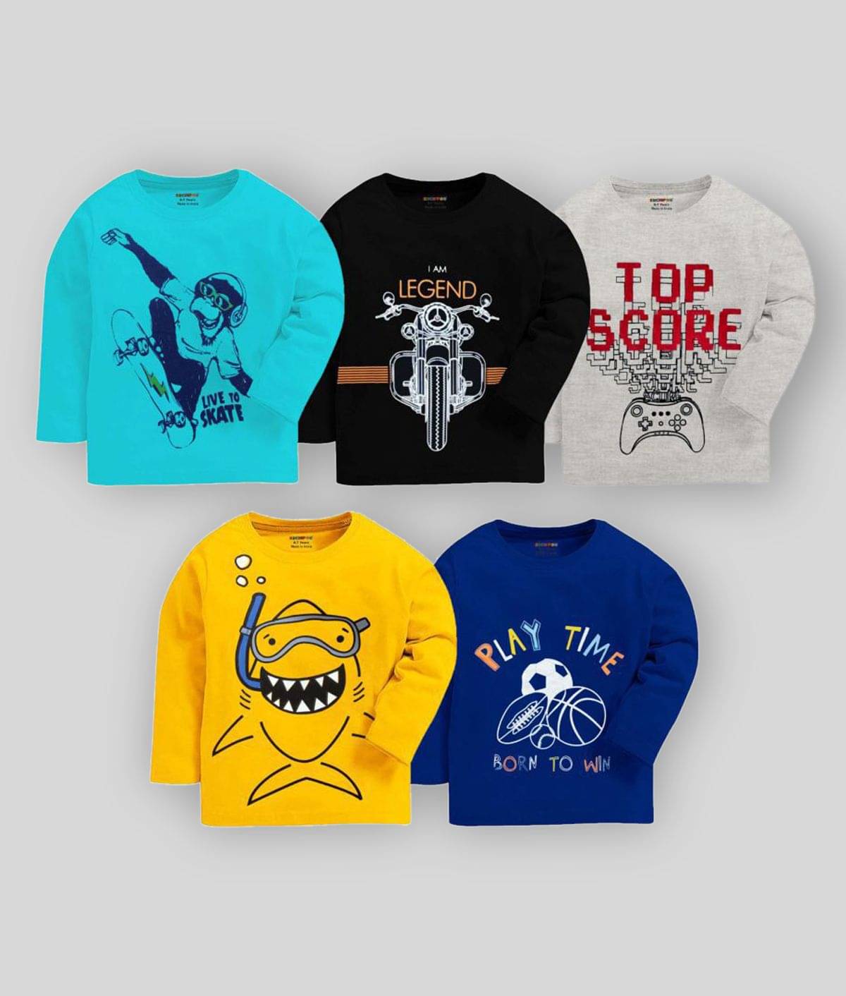     			Kuchipoo Pack of 5 Boys Cotton Blend T-Shirt ( Multicolor11 )