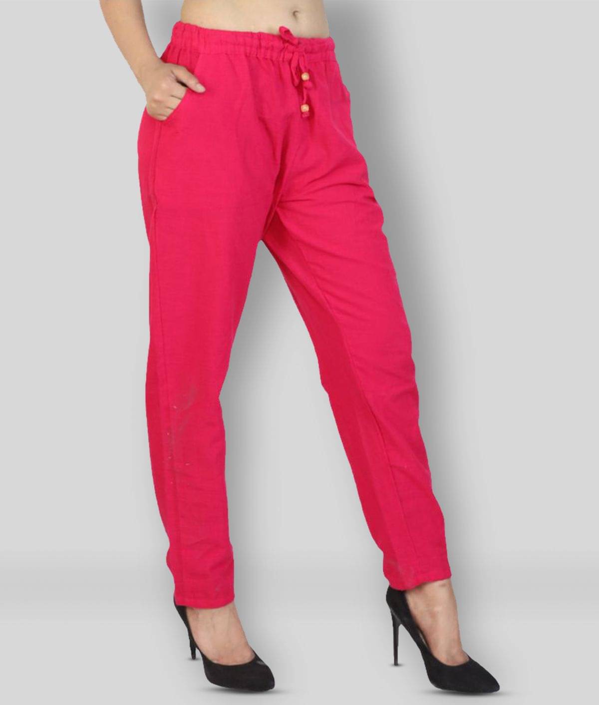     			Lee Moda - Pink Cotton Blend Flared Fit Women's Casual Pants  ( Pack of 1 )