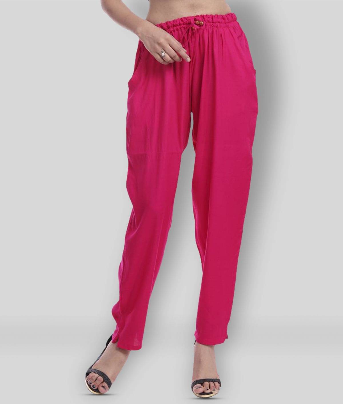     			Lee Moda - Pink Rayon Flared Fit Women's Casual Pants  ( Pack of 1 )