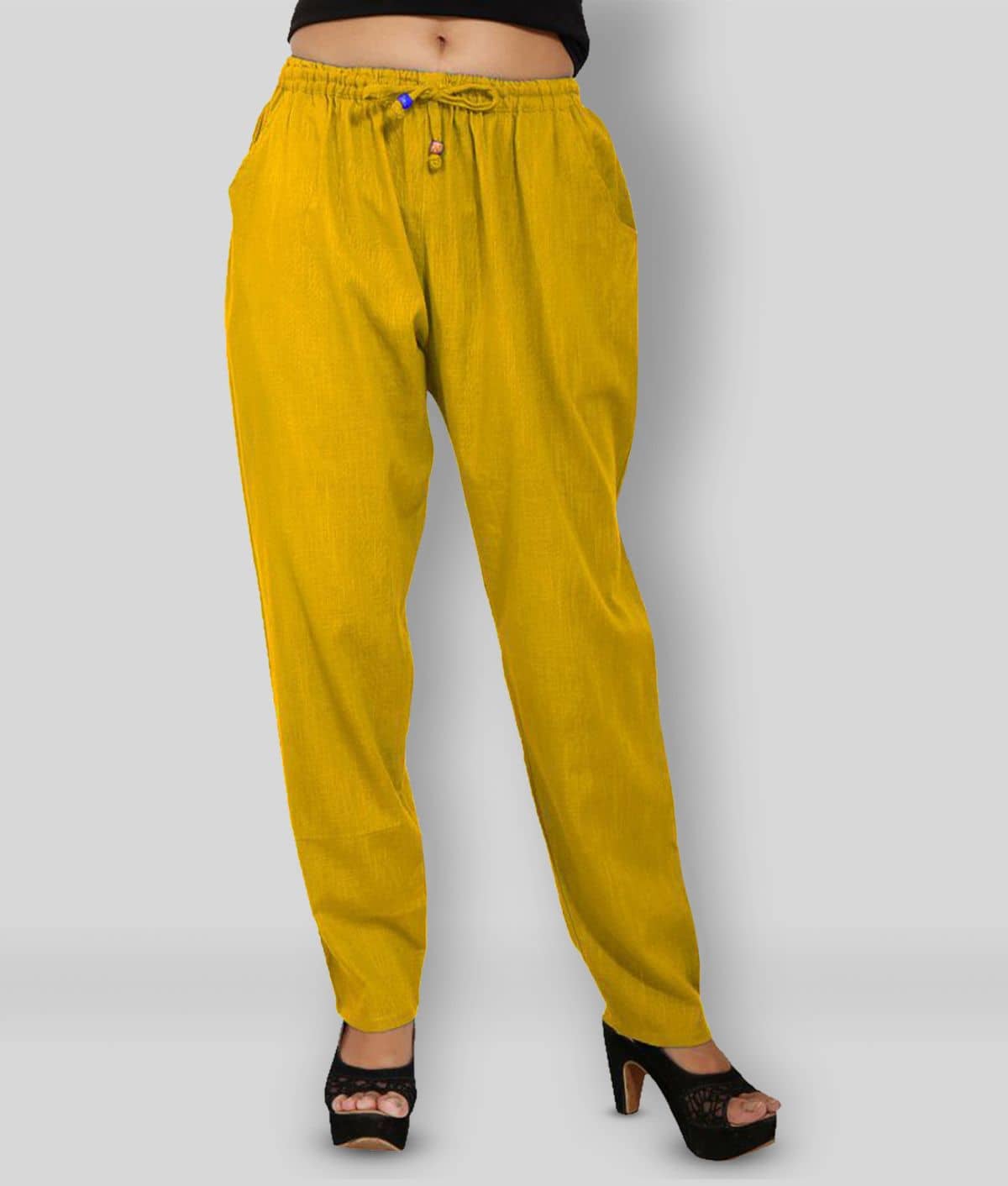 Lee Moda Yellow Cotton Straight Women's Casual Pants ( Pack of 1 ) - Trousers | Buy online on ZillyBuy