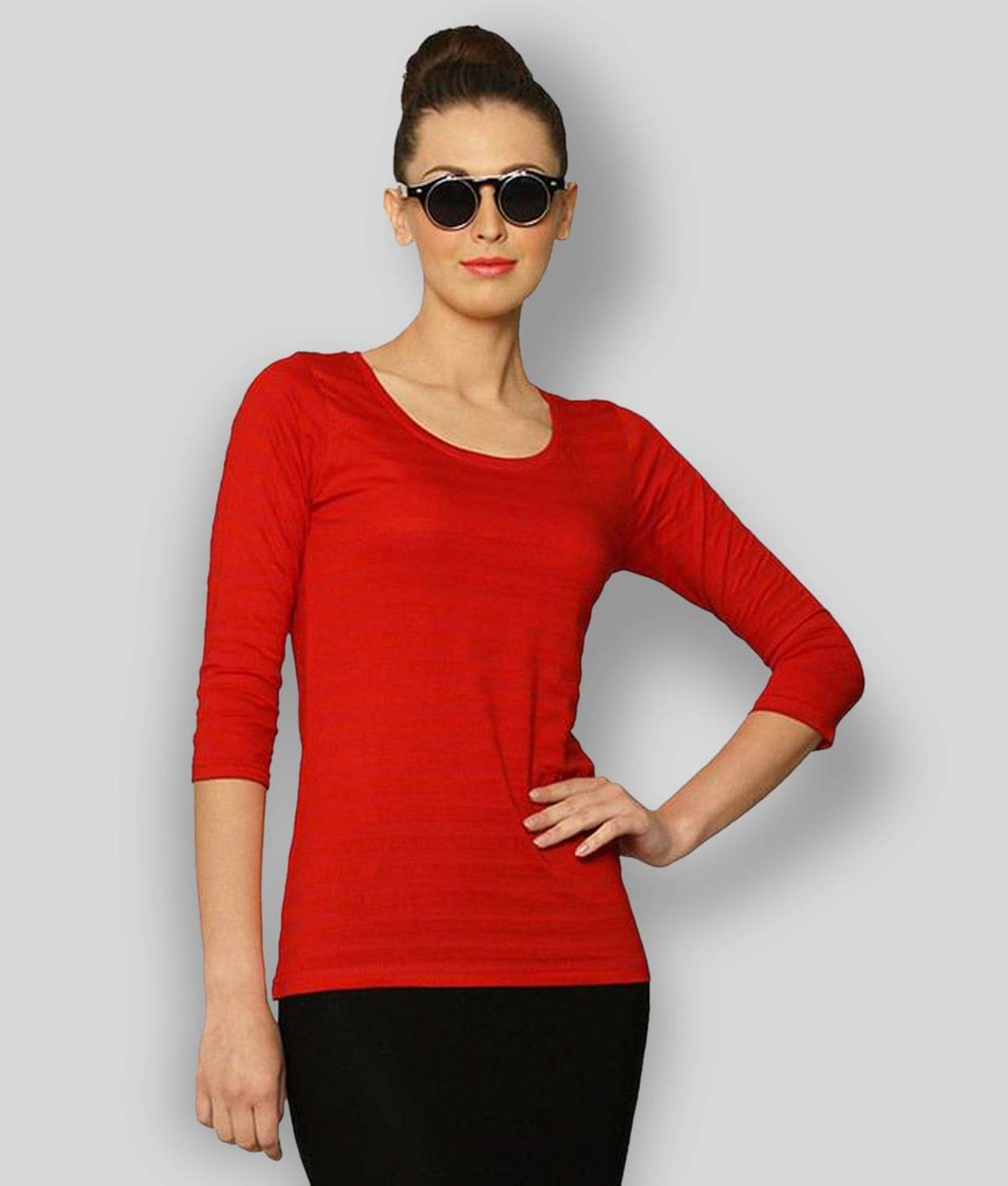 Miss Chase Women Polyester Regular Fit Round Neck T-Shirt ( Red )     			Miss Chase Women Polyester Regular Fit Round Neck T-Shirt ( Red )