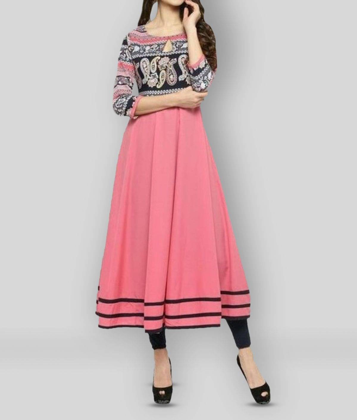     			NOWT-Aliquid - Pink Crepe Women's Flared Kurti ( Pack of 1 )