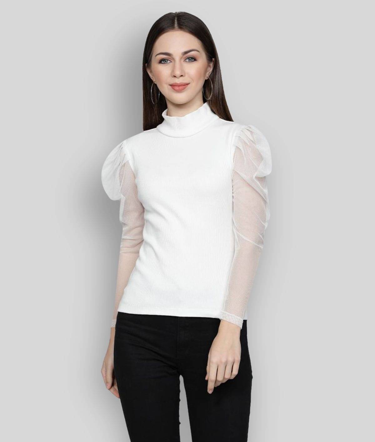 NUEVOSDAMAS Women's Cotton Regular Top ( White )     			NUEVOSDAMAS Women's Cotton Regular Top ( White )