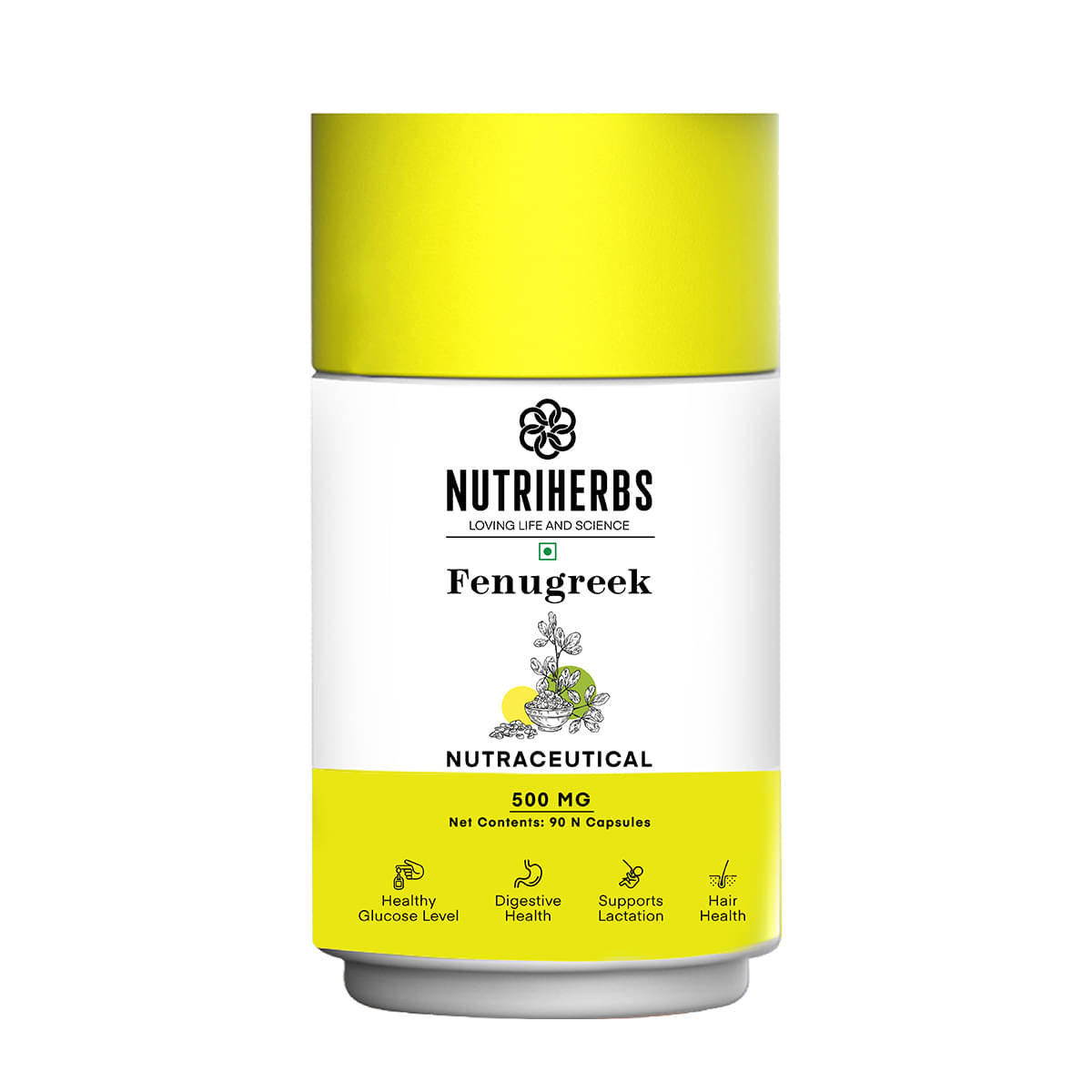 Nutriherbs Fenugreek Seed Extract 500 mg Methi 100% Natural & Organic - 90 Capsules | For Feeding Mother Nutrition Nutriherbs Fenugreek Seed Extract 500 mg Methi 100% Natural & Organic - 90 Capsules | For Feeding Mother Nutrition