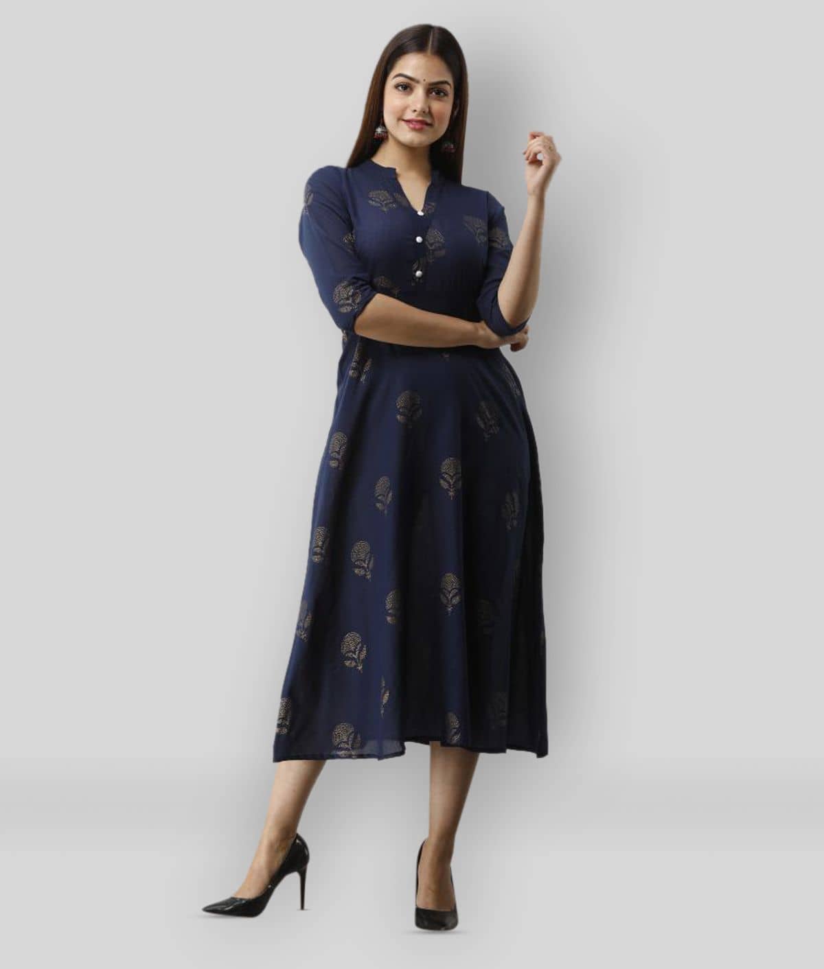Radiksa - Blue Cotton Women's Flared Kurti ( Pack of 1 ) - Kurtis, Tunics | Buy online on ZillyBuy