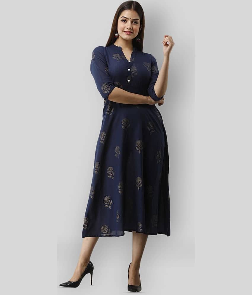 Radiksa - Blue Cotton Women's Flared Kurti ( Pack of 1 ) - Kurtis, Tunics | Buy online on ZillyBuy