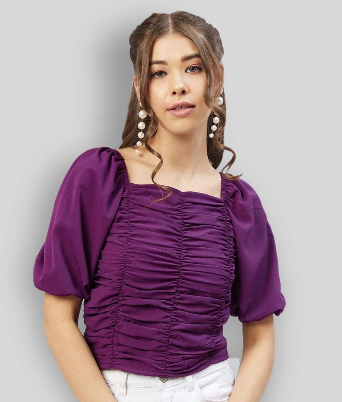 Rare Women's Georgette Regular Top ( Purple )     			Rare Women's Georgette Regular Top ( Purple )